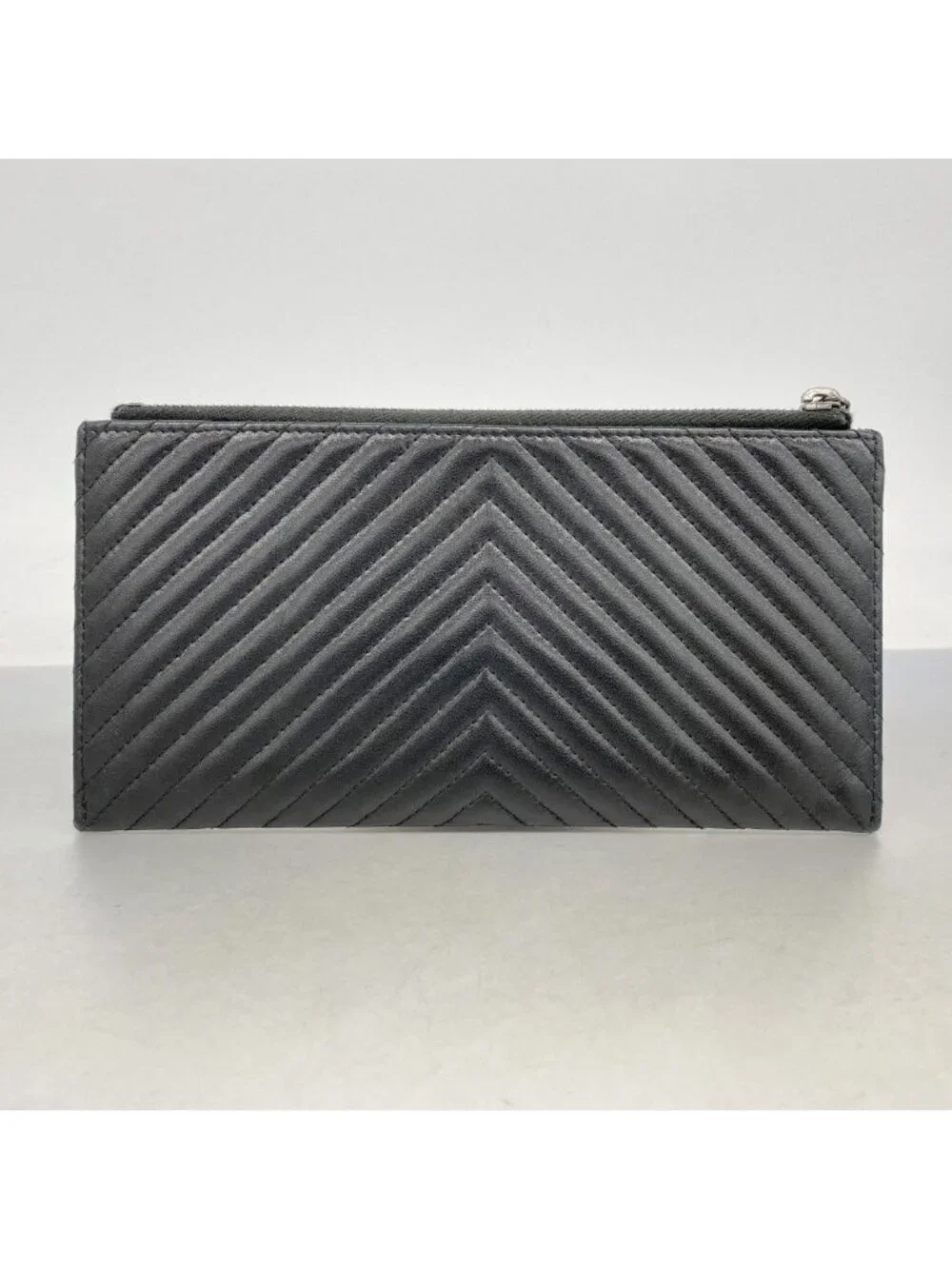 Chanel Wallet Boy Stitch Lambskin Black Silver